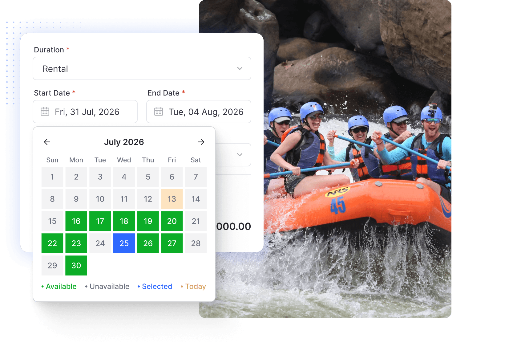 Rafting tour software