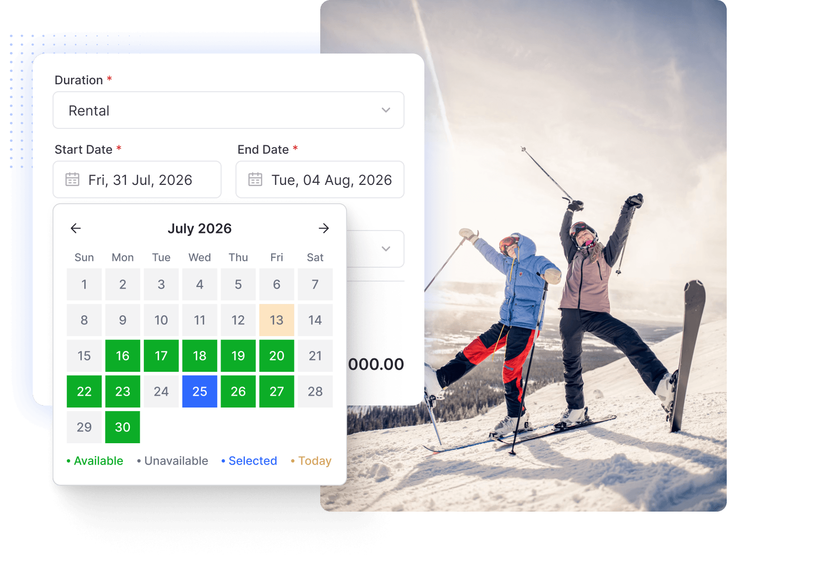 Ski and snowboard rental software