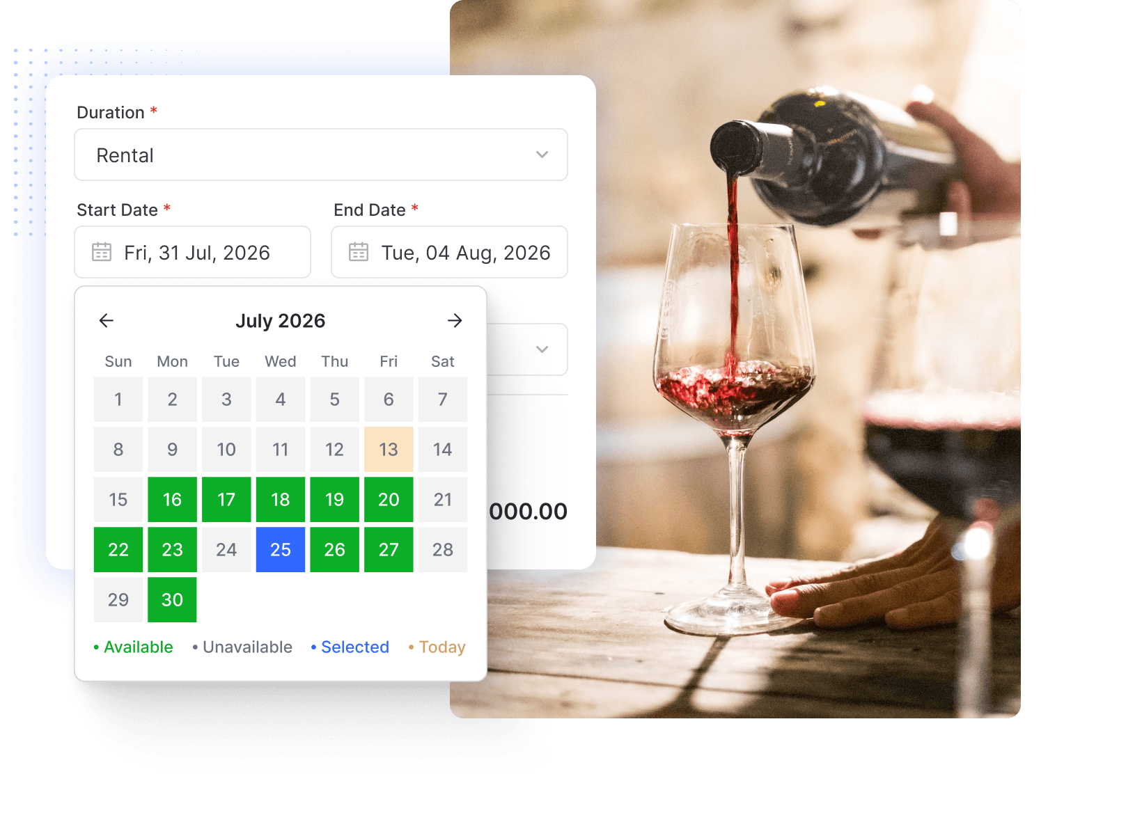 Wine tour booking software